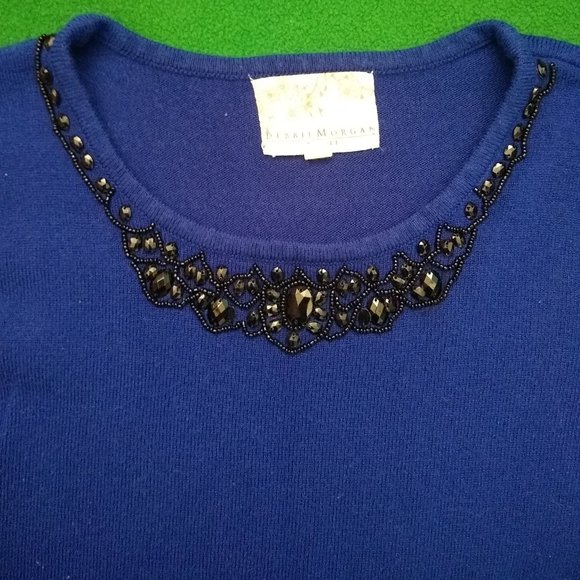 Indigo blue embroidered sequin sweater soft - Picture 1 of 2